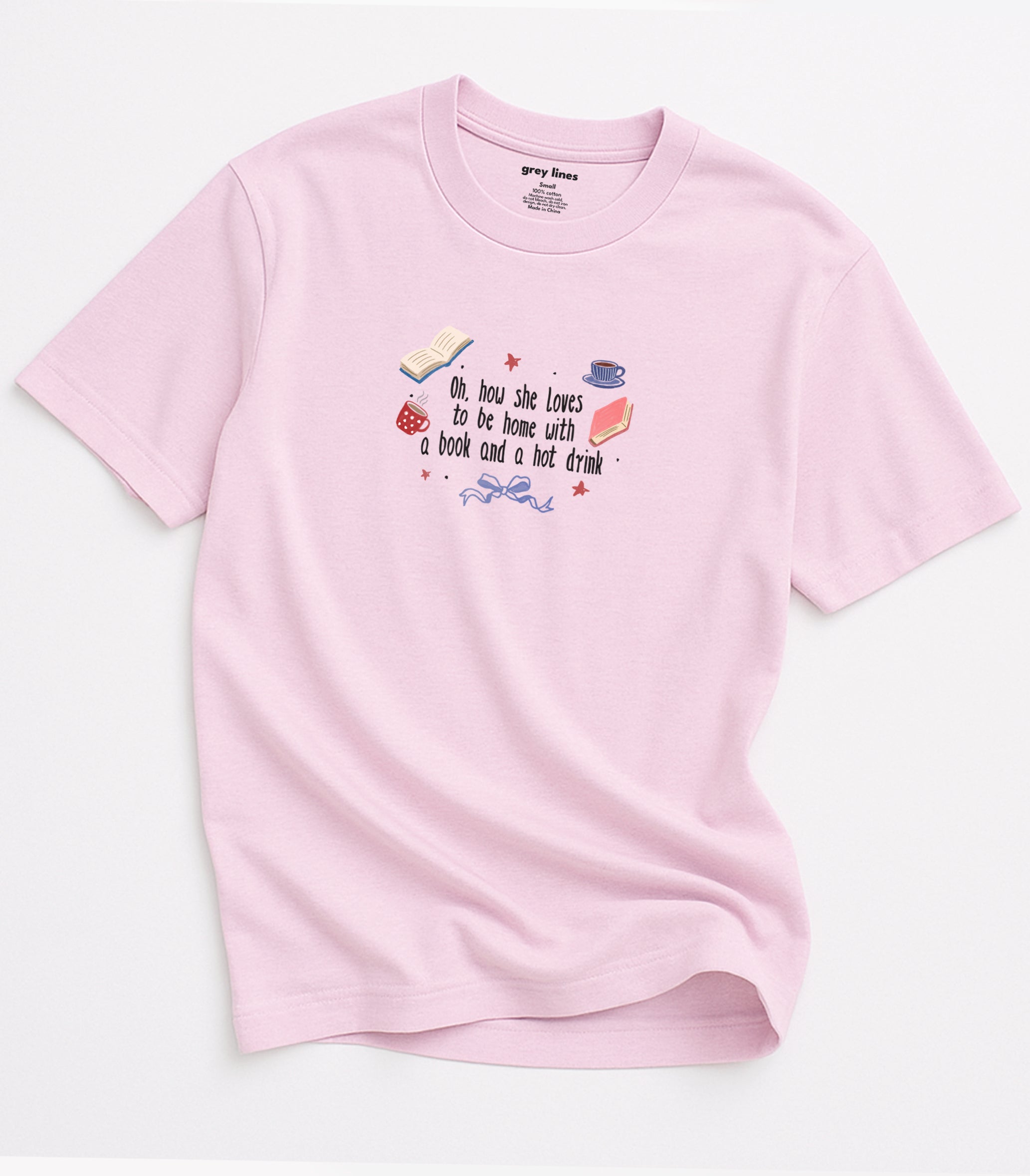 Oh, How She Loves To Be Home With A Book And A Hot Drink Oversized Tee