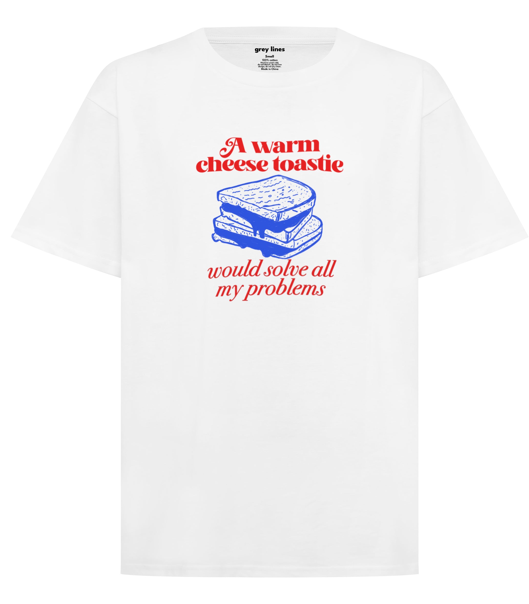 PRE-ORDER: A Warm Cheese Toastie Would Solve All My Problems Oversized Tee (Shipping in 1-2 weeks)