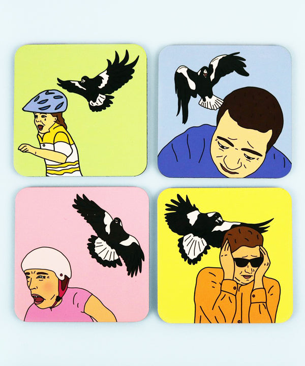 Attack Of The Magpies Coaster Set
