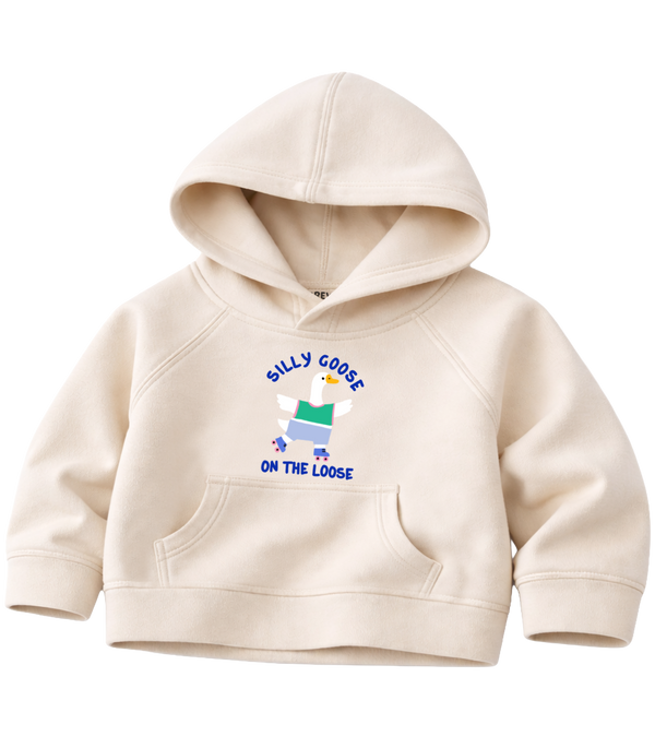 Silly Goose On The Loose Kids Hoodie (Natural Colour)
