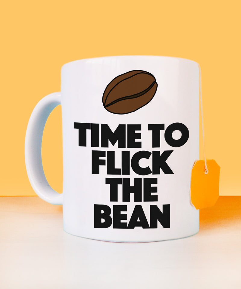 time to flick the bean coffee mug