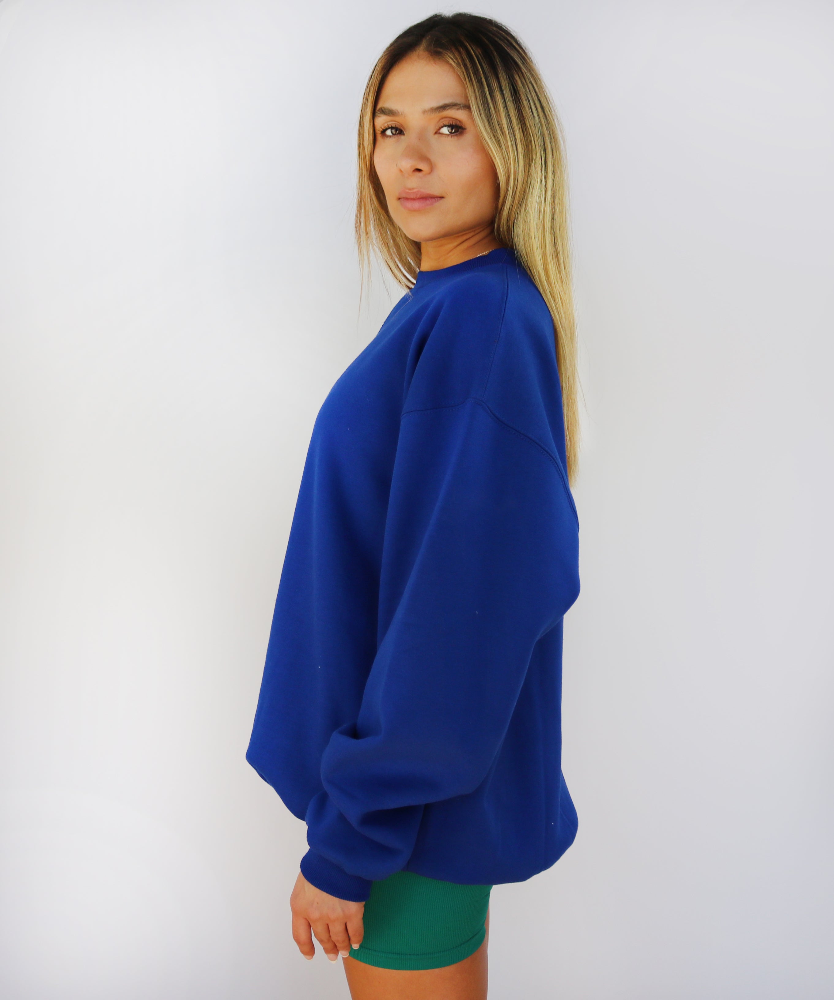 signature grey lines cobalt blue oversized sweatshirt