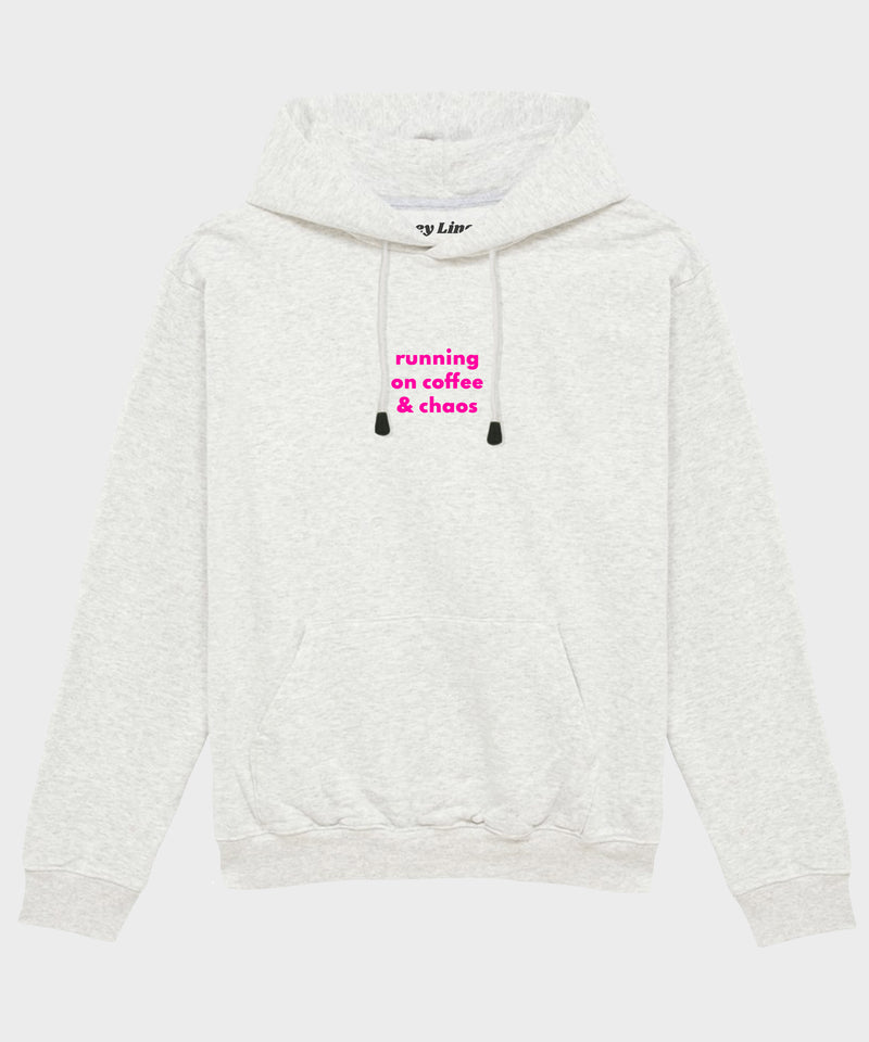 running on coffee & chaos oversized hoodie