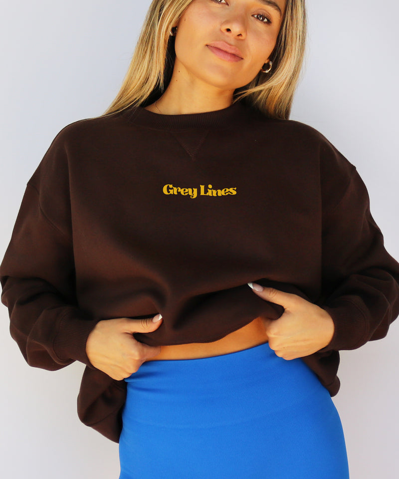 signature grey lines chocolate oversized sweatshirt