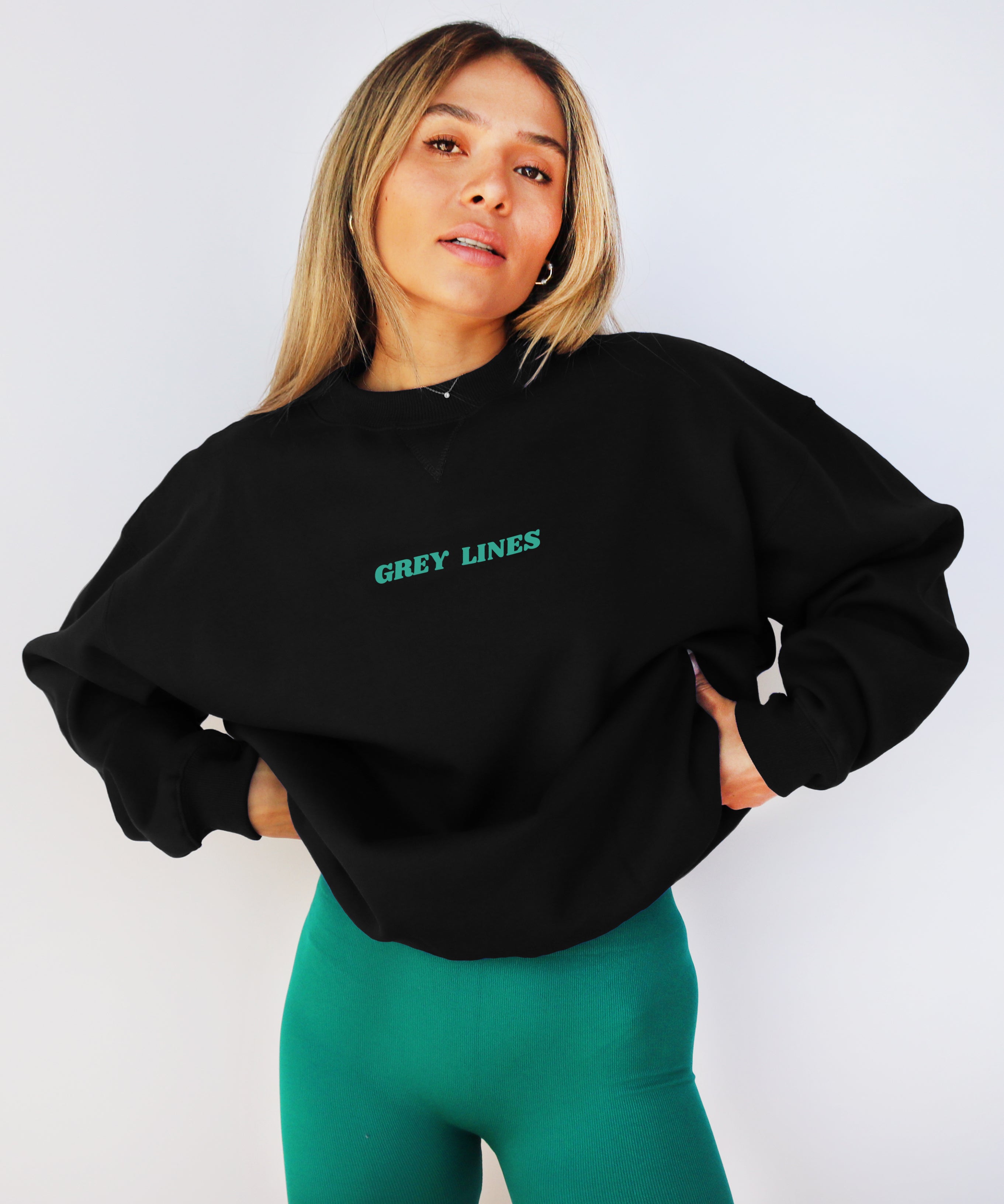 signature grey lines black oversized sweatshirt