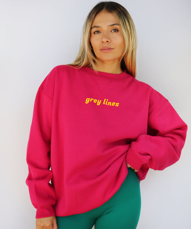 signature grey lines pink oversized sweatshirt